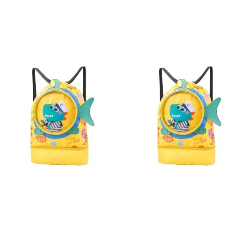 PALAY® Swimming Bag for Kids Cute Cartoon Shark Print Waterproof Drawstring Backpack Dry Wet Separation Storage Travel Sports Portable Beach Yellow 2 PCS PALAY® Swimming Bag for Kids Cute Cartoon Shark Print Waterproof Drawstring Backpack Dry Wet Separation Storage Travel Sports Portable Beach Yellow 2 PCS